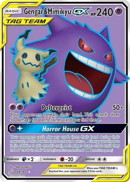 Gengar & Mimikyu GX (Full Art) - Sol & Lua – União de Aliados
