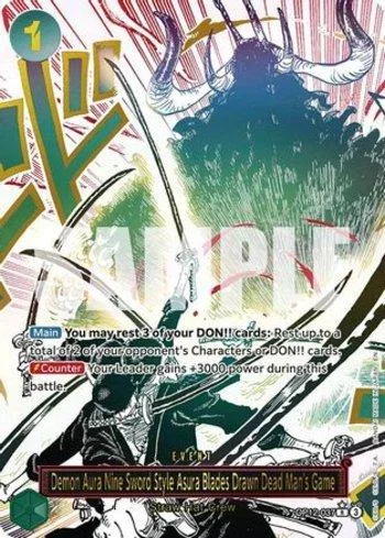 Demon Aura Nine Sword Style Asura Blades Drawn Dead Man's Game (Alternate Art OP12-037-AA