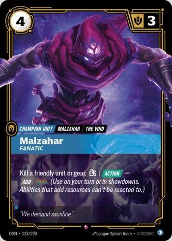 Malzahar, Fanatic 113 de Origins
