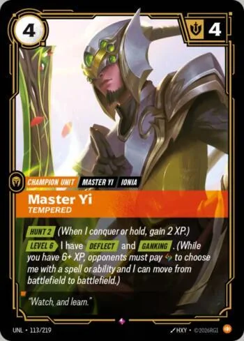 Master Yi - Tempered 113 de Riftbound Unleashed
