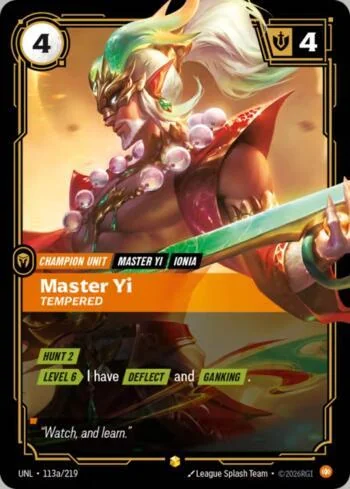 Master Yi - Tempered 113A de Riftbound Unleashed