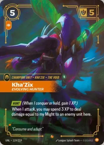 Kha'Zix - Evolving Hunter 119 de Riftbound Unleashed