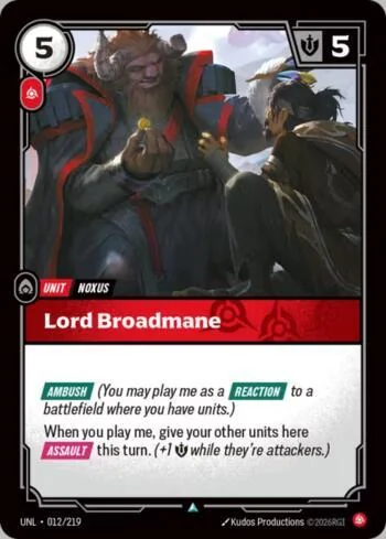 Lord Broadmane 12 de Riftbound Unleashed