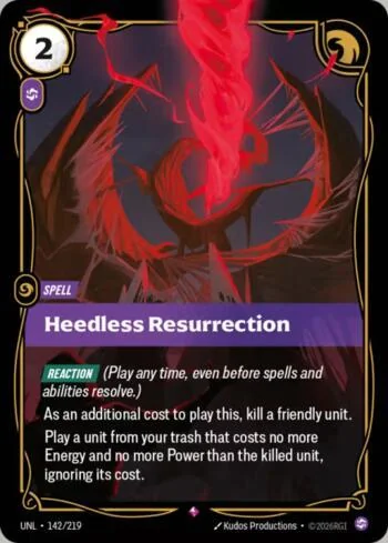 Heedless Resurrection 142 de Riftbound Unleashed