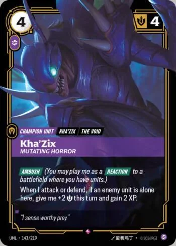 Kha'Zix - Mutating Horror 143 de Riftbound Unleashed