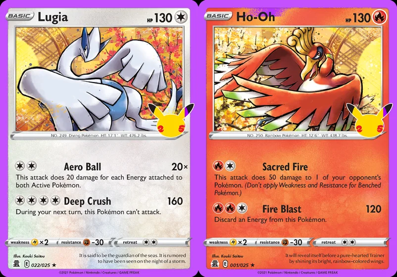 Ilustração combinada: Lugia e Ho-Oh no Pokémon TCG