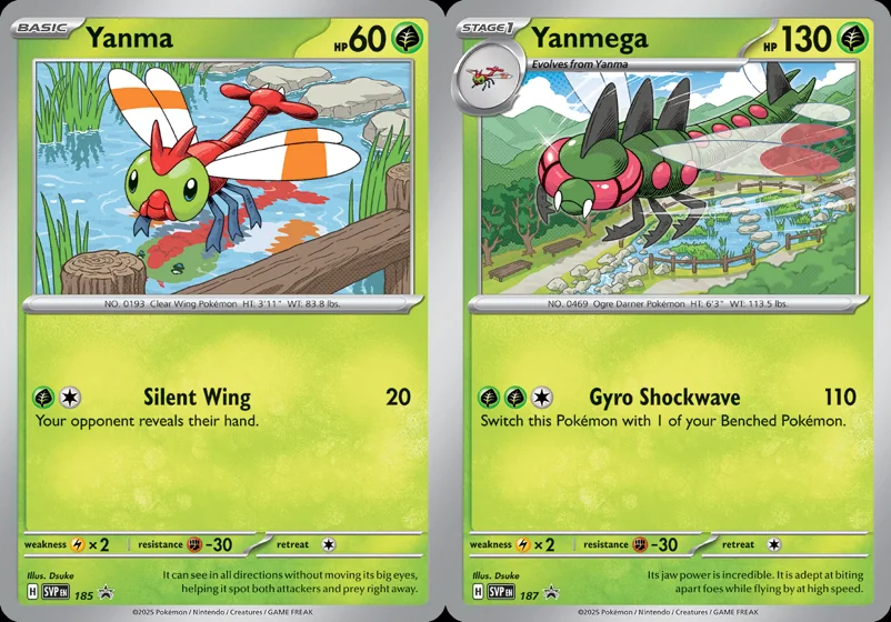Ilustração combinada: Yanma e Yanmega no Pokémon TCG