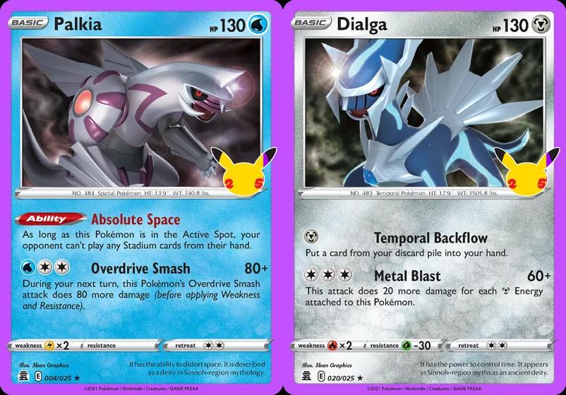 Ilustração combinada: Palkia e Dialga no Pokémon TCG