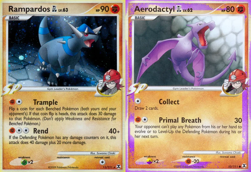 Ilustração combinada: Rampardos GL e Aerodactyl GL no Pokémon TCG