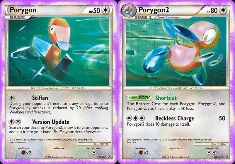 Ilustração combinada: Porygon e Porygon2 no Pokémon TCG