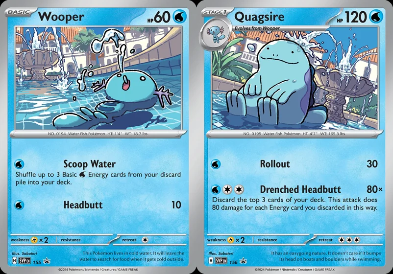 Ilustração combinada: Wooper e Quagsire no Pokémon TCG