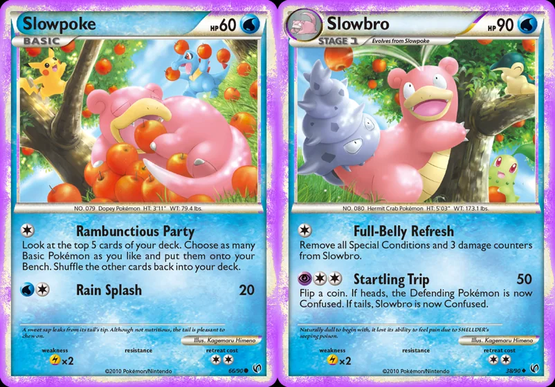 Ilustração combinada: Slowpoke e Slowbro no Pokémon TCG