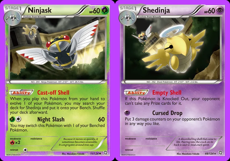 Ilustração combinada: Ninjask e Shedinja no Pokémon TCG