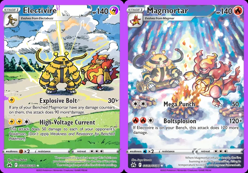 Ilustração combinada: Electivire e Magmortar no Pokémon TCG