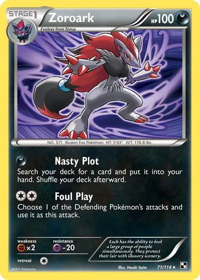 Zoroark - Black & White - ilustração de Yuka Morii