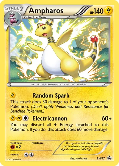 Ampharos - Black & White Promos - ilustração de Yuka Morii