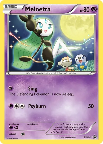 Meloetta - Black & White Promos - ilustração de Yuka Morii