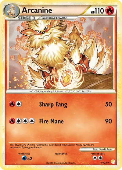 Arcanine - HeartGold & SoulSilver - ilustração de Yuka Morii