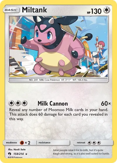 Miltank - Lost Thunder - ilustração de Yuka Morii