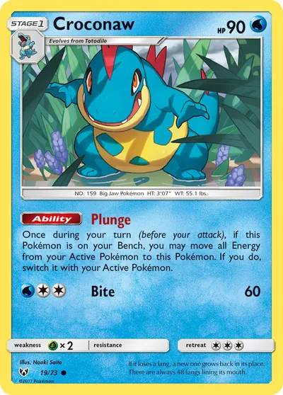 Croconaw - Shining Legends - ilustração de Yuka Morii