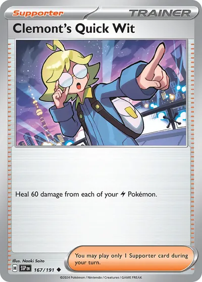Clemont’s Quick Wit - Surging Sparks - ilustração de Yuka Morii