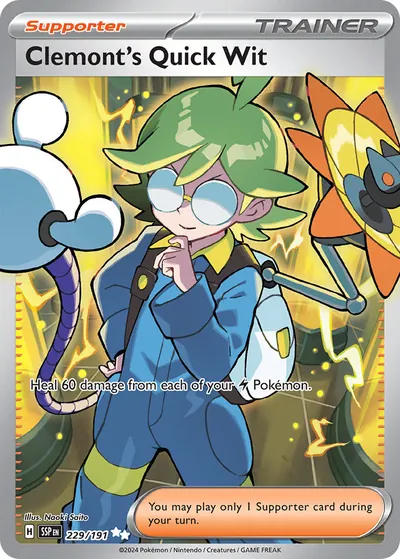 Clemont’s Quick Wit - Surging Sparks - ilustração de Yuka Morii