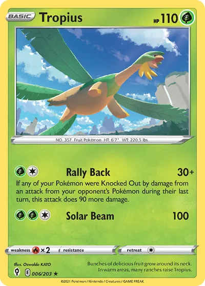 Tropius - Evolving Skies - ilustração de Yuka Morii