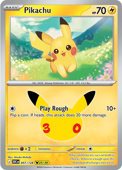 Pikachu de Celebração de 30 Anos