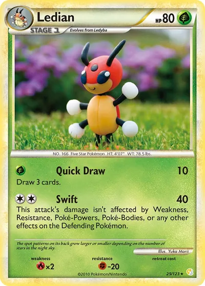 Ledian - HeartGold & SoulSilver - ilustração de Yuka Morii