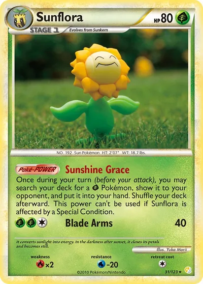 Sunflora - HeartGold & SoulSilver - ilustração de Yuka Morii