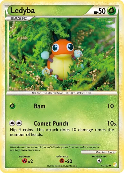 Ledyba - HeartGold & SoulSilver - ilustração de Yuka Morii
