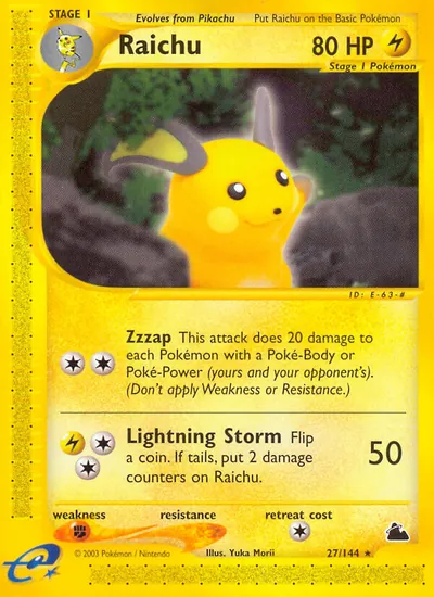 Raichu - Skyridge - ilustração de Yuka Morii