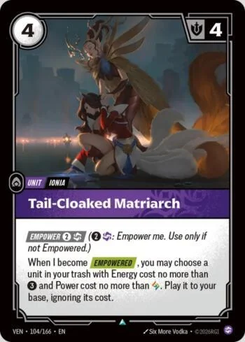 Tail-Cloaked Matriarch 104 de Vendetta (Riftbound)