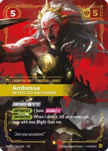 Ambessa, Respected and Feared 136A de Vendetta (Riftbound)