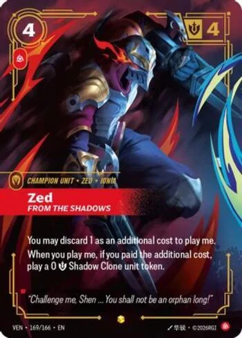 Zed, From the Shadows 169 de Vendetta (Riftbound)