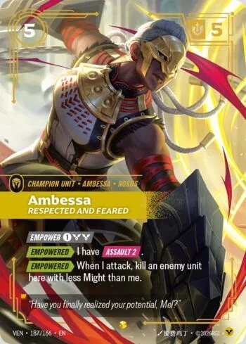 Ambessa, Respected and Feared 187 de Vendetta (Riftbound)