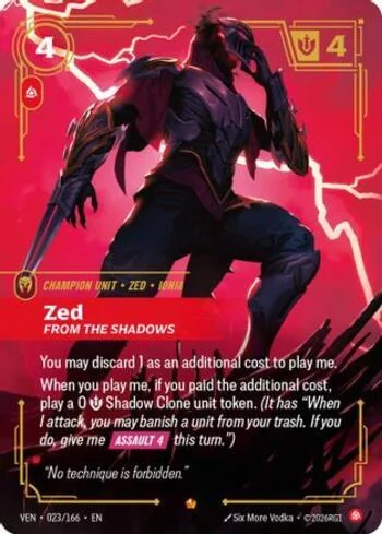 Zed, From the Shadows 23 de Vendetta (Riftbound)