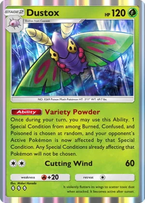 Dustox 005/233, carta de Mestre dos Céus (Pokémon TCG Pocket)