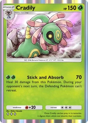 Cradily 007/233, carta de Mestre dos Céus (Pokémon TCG Pocket)