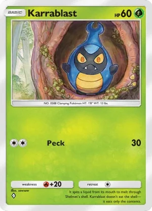Karrablast 012/233, carta de Mestre dos Céus (Pokémon TCG Pocket)