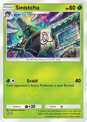 Sinistcha 018/233, carta de Mestre dos Céus (Pokémon TCG Pocket)