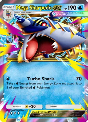 Mega Sharpedo ex 035/233, carta de Mestre dos Céus (Pokémon TCG Pocket)
