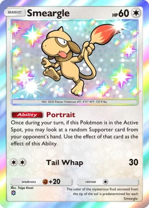 Smeargle 222/233, carta de Mestre dos Céus (Pokémon TCG Pocket)