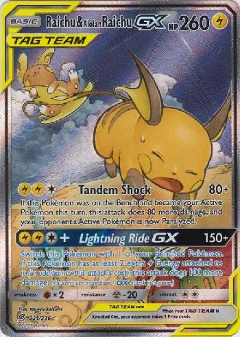 Raichu e Alolan Raichu-GX 221/236
