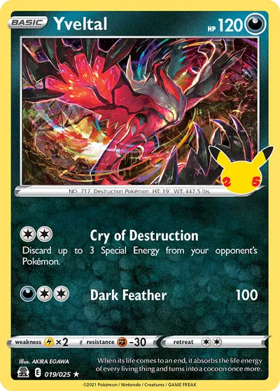 Yveltal - Celebrações - ilustração de Akira Egawa
