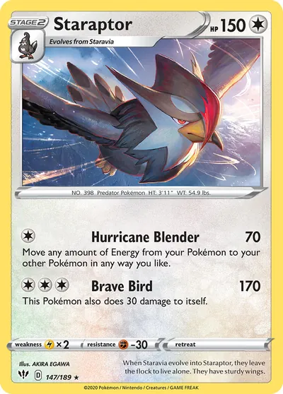 Staraptor - Escuridão Incandescente - ilustração de Akira Egawa