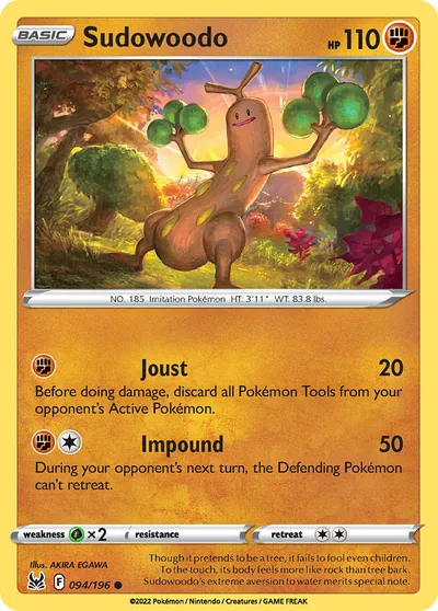 Sudowoodo - Origem Perdida - ilustração de Akira Egawa