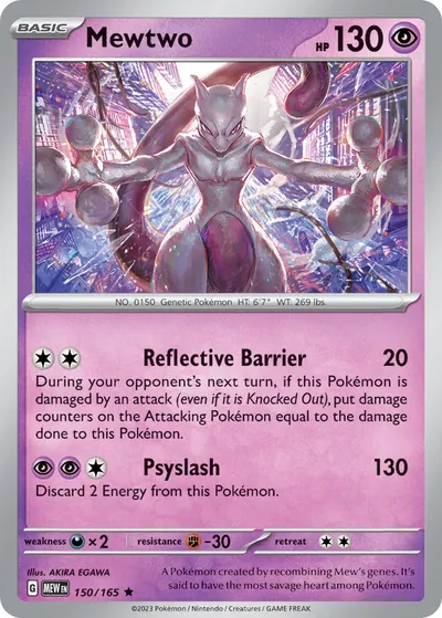 Mewtwo - 151 - ilustração de Akira Egawa