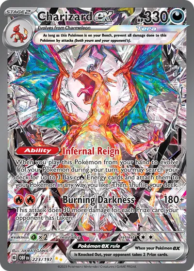 Charizard ex - Obsidiana em Chamas - ilustração de Akira Egawa