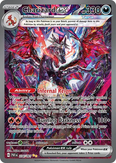 Charizard ex - Destinos de Paldea - ilustração de Akira Egawa